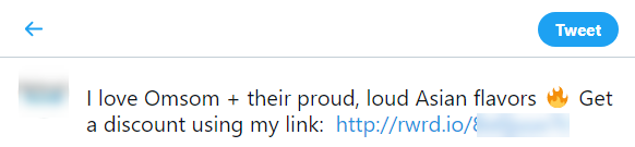 omsom referral twitter message