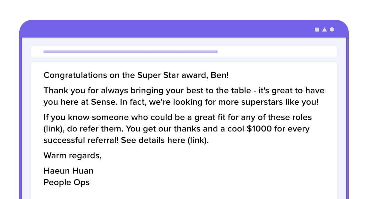 how to promote employee referral programs: sense referral message to high performing employee